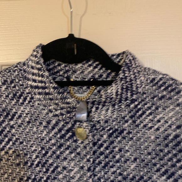 Cache Blue/Ivory Tweed Lined Jacket sz 10 - Picture 4 of 8